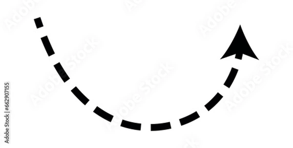 Obraz Dashed arrow set. Vector doodle dot line. Thin pointer arrows