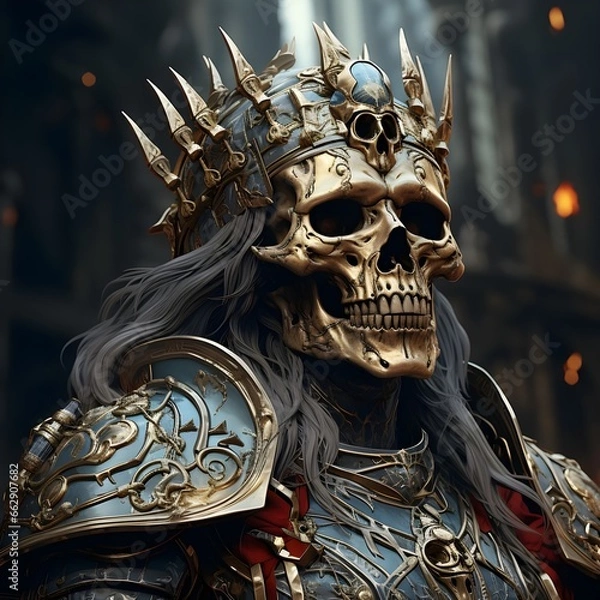 Fototapeta King of Death with a shiny armor skull mask