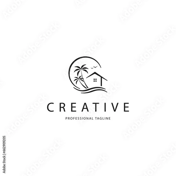 Fototapeta resort hotel beach vector logo