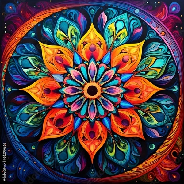 Fototapeta circular flower art with interesting shapes and colors