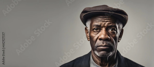 Obraz Serious elderly man on plain background