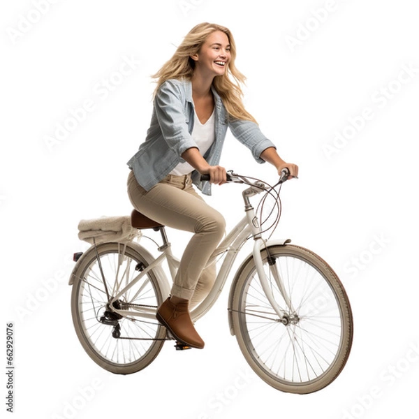 Obraz woman on a bicycle isolated on transparent background