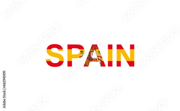 Fototapeta Letters Spain in the style of the country flag. Spain word in national flag style.
