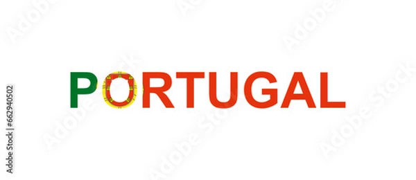 Obraz Letters Portugal in the style of the country flag. Portugal word in national flag style.