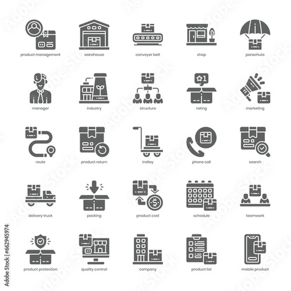 Obraz Product Management icon pack for your website design, logo, app, and user interface. Product Management icon glyph design. Vector graphics illustration and editable stroke.
