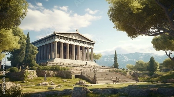 Obraz Beautiful view of the ancient Greek temple of Hephaestus.AI Generated