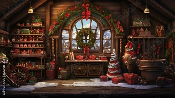 Obraz Whimsical Santa's Workshop Background