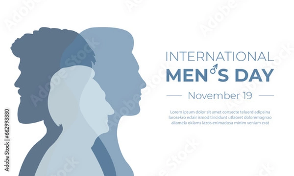 Obraz International Men's Day. Horizontal banner with silhouettes of men. Vector illustration.