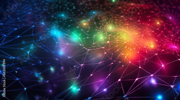 Fototapeta 3d rendering of abstract background with connection lines. Network concept. Ai generative.