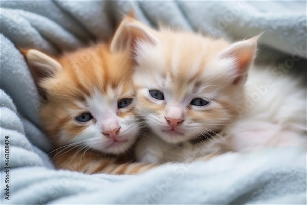 Fototapeta Close up of two cute kittens