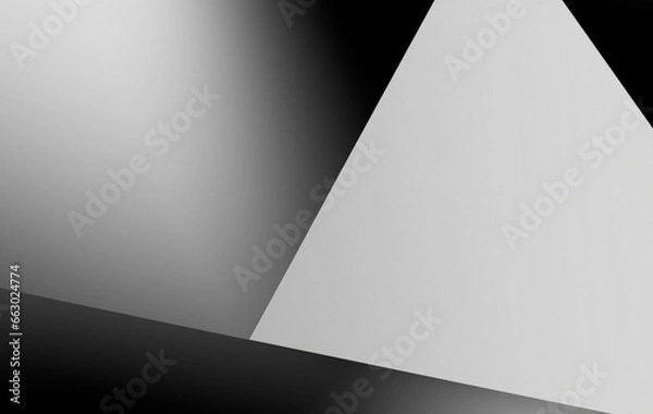Fototapeta Black white dark gray abstract background. Geometric pattern shape. Line triangle polygon angle. Gradient. Shadow. Matte. 3d effect. Rough grain grungy. Design. Template. Presentation.