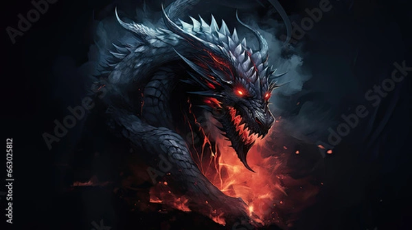 Obraz Red eyes black dragon