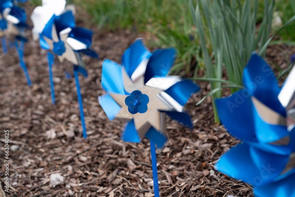 Obraz Blue windmill pinwheels