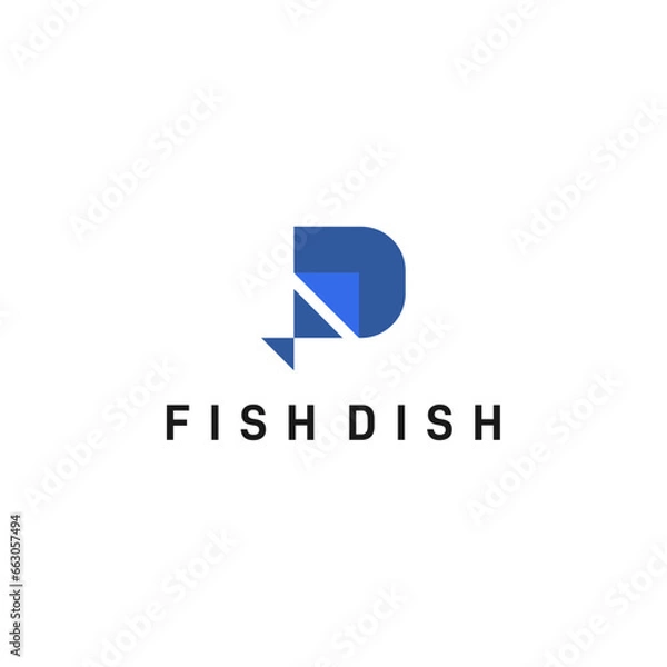 Obraz fish and letter D logo design