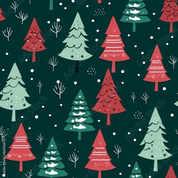Obraz seamless Christmas trees pattern
