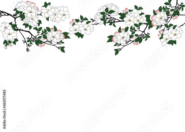 Obraz 浮世絵　隅田川水神森真崎風の桜イラスト※Affinity Designer作成svgファイル	