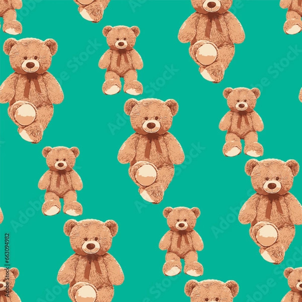 Fototapeta SEAMLES TEDDY BEAR PATTERN 078