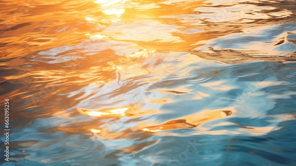 Obraz 夕陽が反射する波の写真