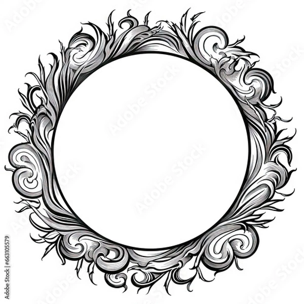 Fototapeta Elegant vintage frame with ornate floral patterns. Victorian delicacy. Ornamental circular design. Intricate filigree border. Ornamental pattern