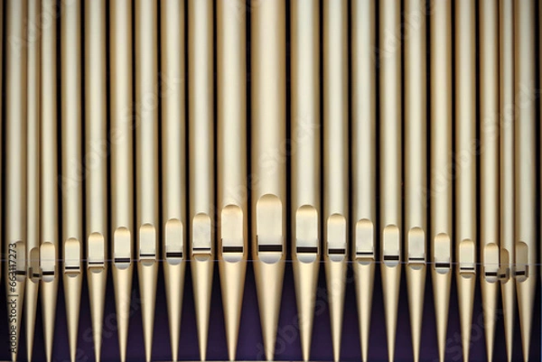 Obraz Row of gold colored organ pipes