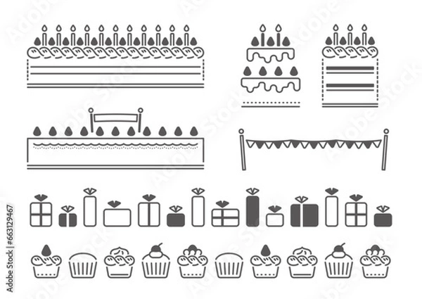 Fototapeta 誕生日パーティー　横長イラストセット	