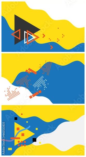 Fototapeta Geometric banner. Set of vector illustrations. Clean style backgrounds