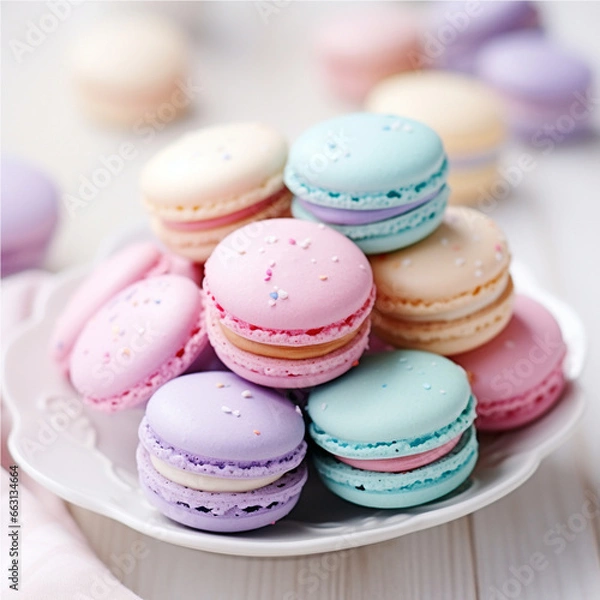 Obraz macaroons on a wooden table