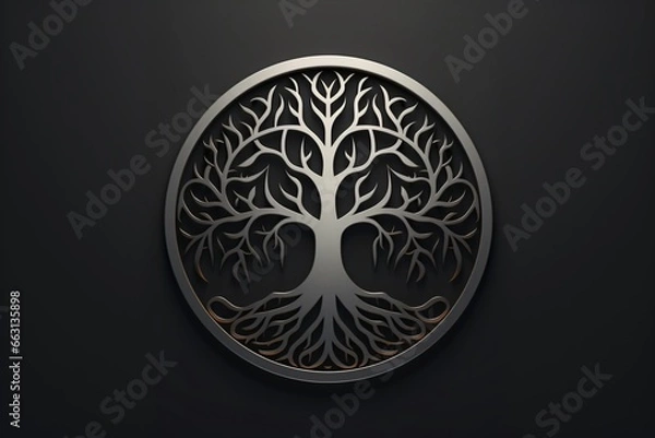 Obraz A metallic logo with hard edge for the tree of life