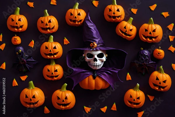 Fototapeta halloween pumpkin seamless pattern,generative AI 