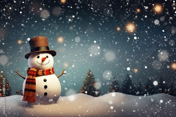 Fototapeta Snowman Christmas celebrating background concept featuring a festive and magical scene