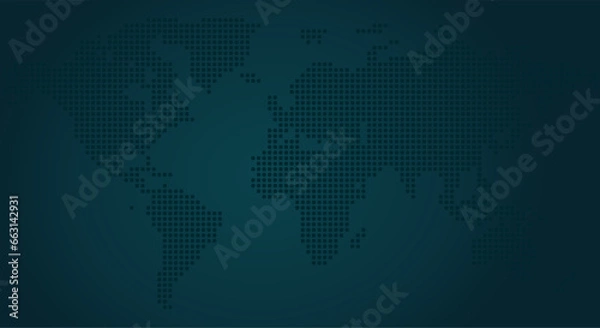 Fototapeta dark green abstract background vector, doted map