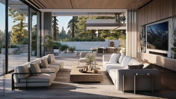 Fototapeta modern home remodel that celebrates smart home automation, allowing homeowners to control every aspect of their environment effortlessly