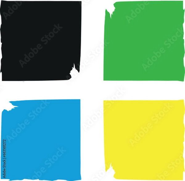 Fototapeta Grunge rectangle with border or frame. Grunge square. Black texture with rough edges. Stamp, paint for distressed backgrounds. Design boxes, badges. Geometric shapes.