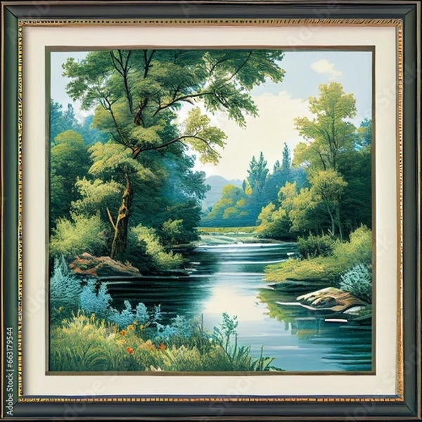 Obraz landscape with lake and forest