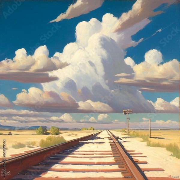 Obraz railway with blue sky
