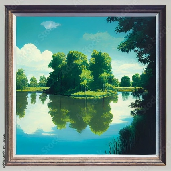 Obraz landscape with lake and sky