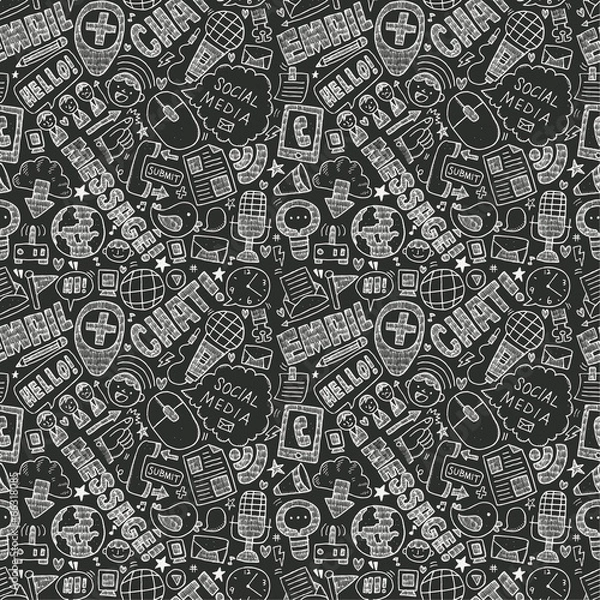 Fototapeta seamless doodle communication pattern