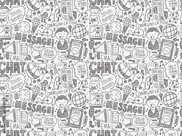 Obraz seamless doodle communication pattern