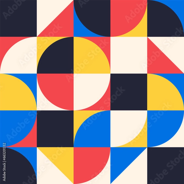 Fototapeta Bauhaus style. Geometric Pattern Abstract Minimalist Background. Bauhaus element design. Geometric shapes different shape
