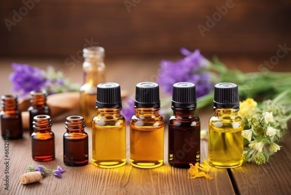 Fototapeta set of essential oils for aromatherapy