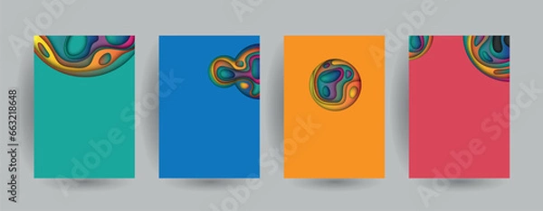 Fototapeta A4 abstract 3D graphics set for paper colors, Vector design layout for banner presentations, flyers, posters and invitations 