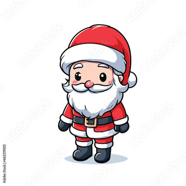 Obraz HOLIDAY CHRISTMAS, MARRY CHRISTMAS / Chimney Santa Claus - Cute and Fabulous Hipster Santa Claus Sticker Collection, Illustrated Vector Style, Isolated on a Transparent Background png (Generative Ai)