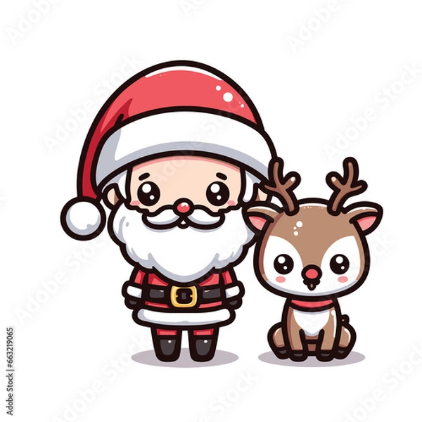 Fototapeta HOLIDAY CHRISTMAS, MARRY CHRISTMAS / Chimney Santa Claus - Cute and Fabulous Hipster Santa Claus Sticker Collection, Illustrated Vector Style, Isolated on a Transparent Background png (Generative Ai)