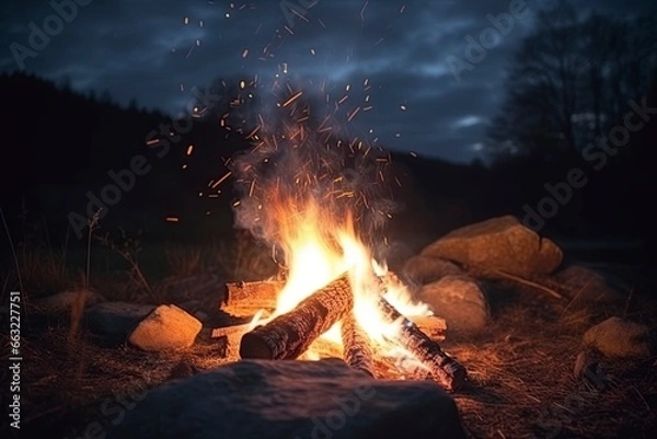 Fototapeta Fire place.AI Generated