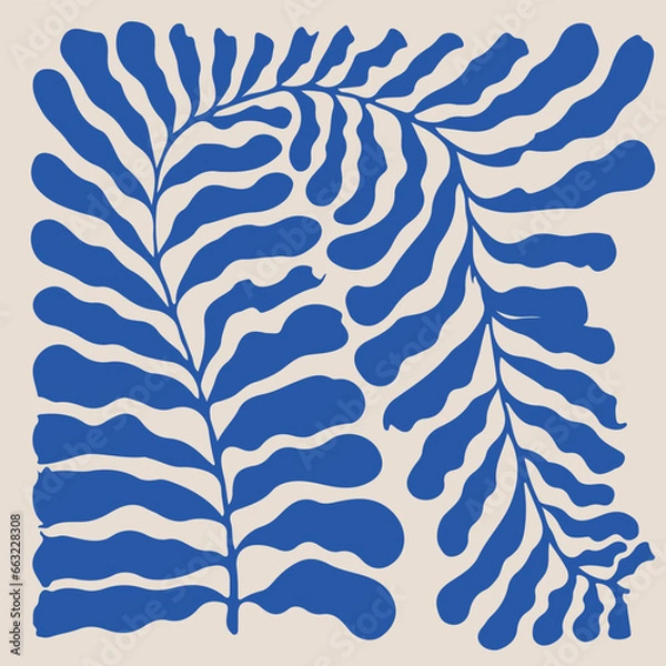 Fototapeta Abstract background. Contemporary flower art set, modern floral element wavy shapes. Vector illustration. Trendy poster