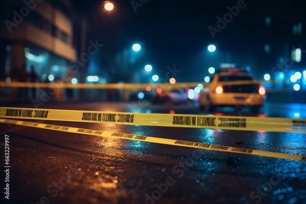 Obraz Police line crime scene. AI Generated