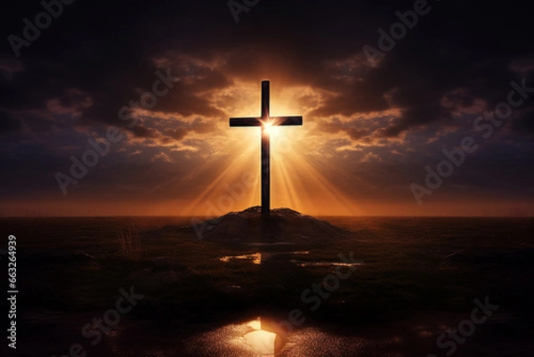 Obraz cross at sunset