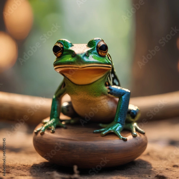 Fototapeta frog on the stone in the forest