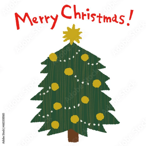 Obraz シンプルなクリスマスツリーのイラスト