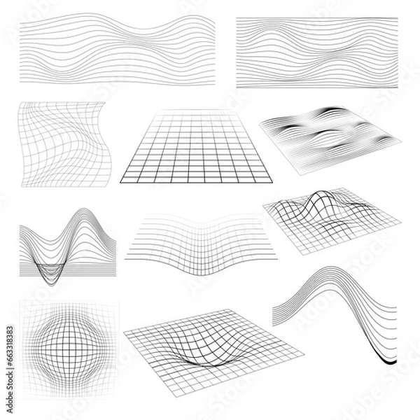 Fototapeta Mega collection grid waves background vector